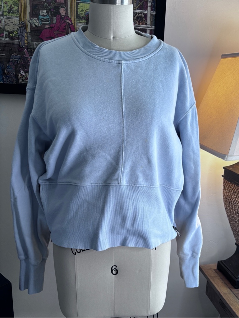 DKNY SportsLight Blue Cropped Crewneck Sweatshirt L